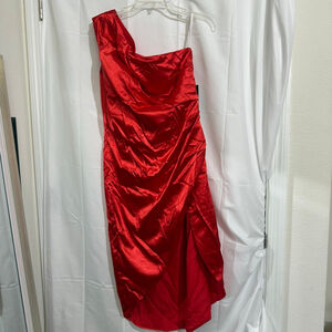 NEW Women's RYANTH One Shoulder Ruched Dress Red Size 12